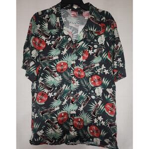 Coca cola collared button down short sleeve shirt medium